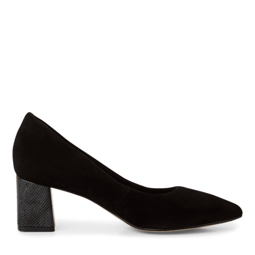 Pantofi Piele Naturala Cu Toc Karma Black Comb- Tamaris