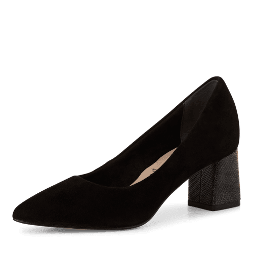 Pantofi Piele Naturala Cu Toc Karma Black Comb- Tamaris