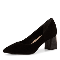 Pantofi Piele Naturala Cu Toc Karma Black Comb- Tamaris