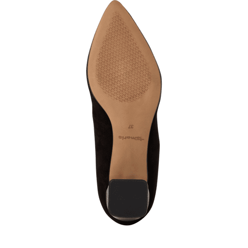 Pantofi Piele Naturala Cu Toc Karma Black Comb- Tamaris