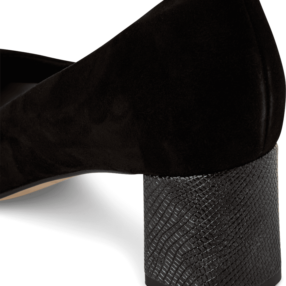 Pantofi Piele Naturala Cu Toc Karma Black Comb- Tamaris