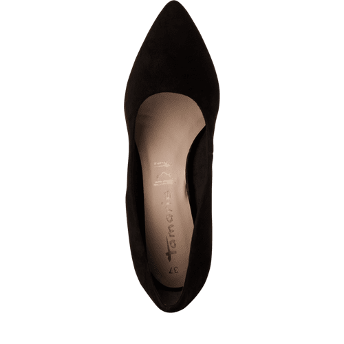 Pantofi Piele Naturala Cu Toc Karma Black Comb- Tamaris