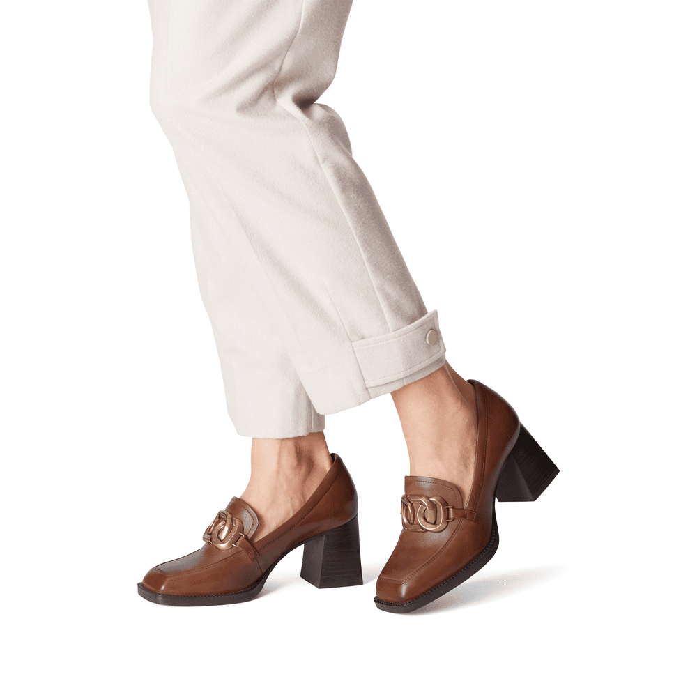 Pantofi Piele Naturala Majda Cognac -Tamaris