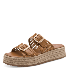 Papuci Piele Naturala Relax Cognac - Tamaris