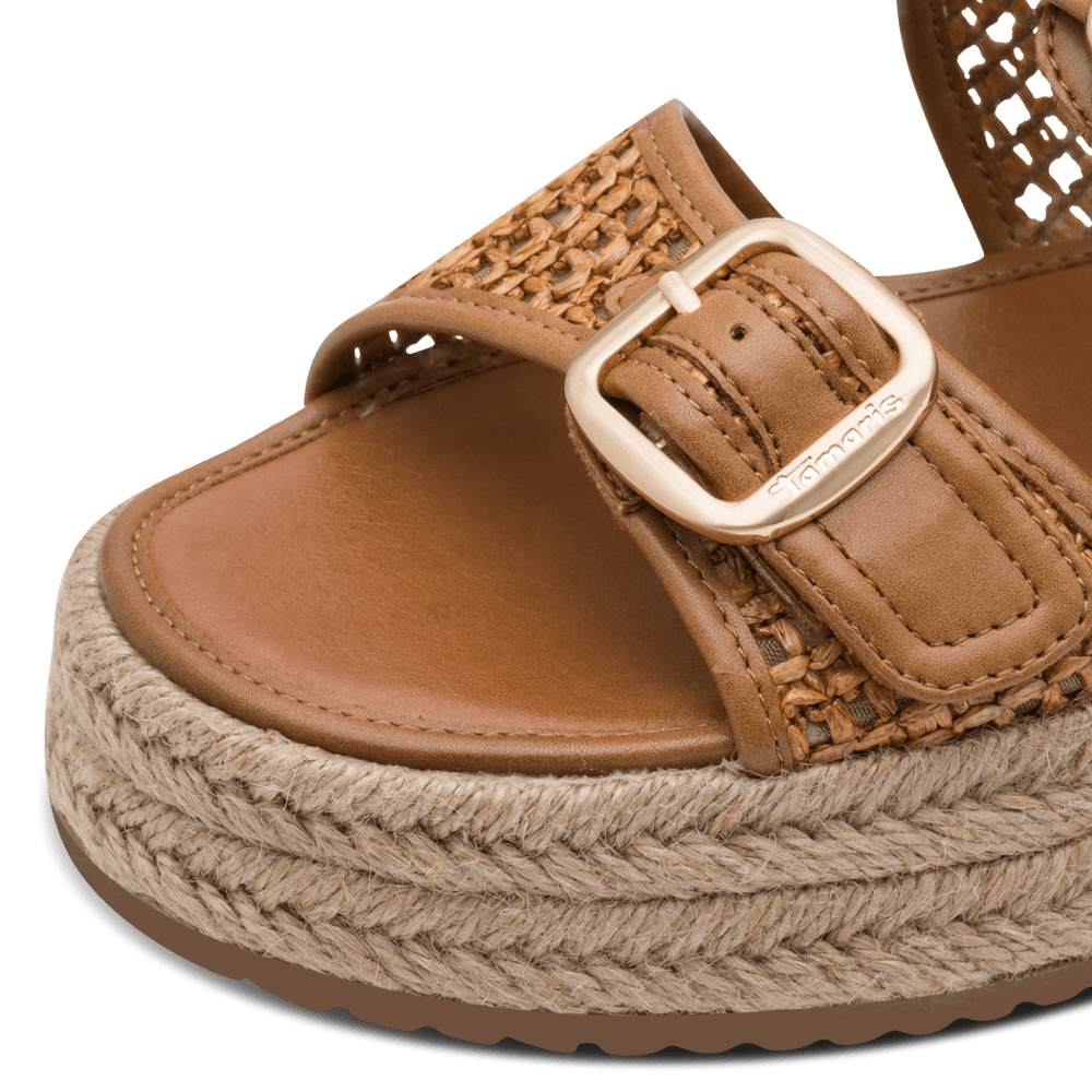 Papuci Piele Naturala Relax Cognac - Tamaris