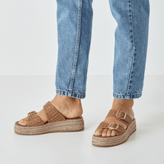 Papuci Piele Naturala Relax Cognac - Tamaris