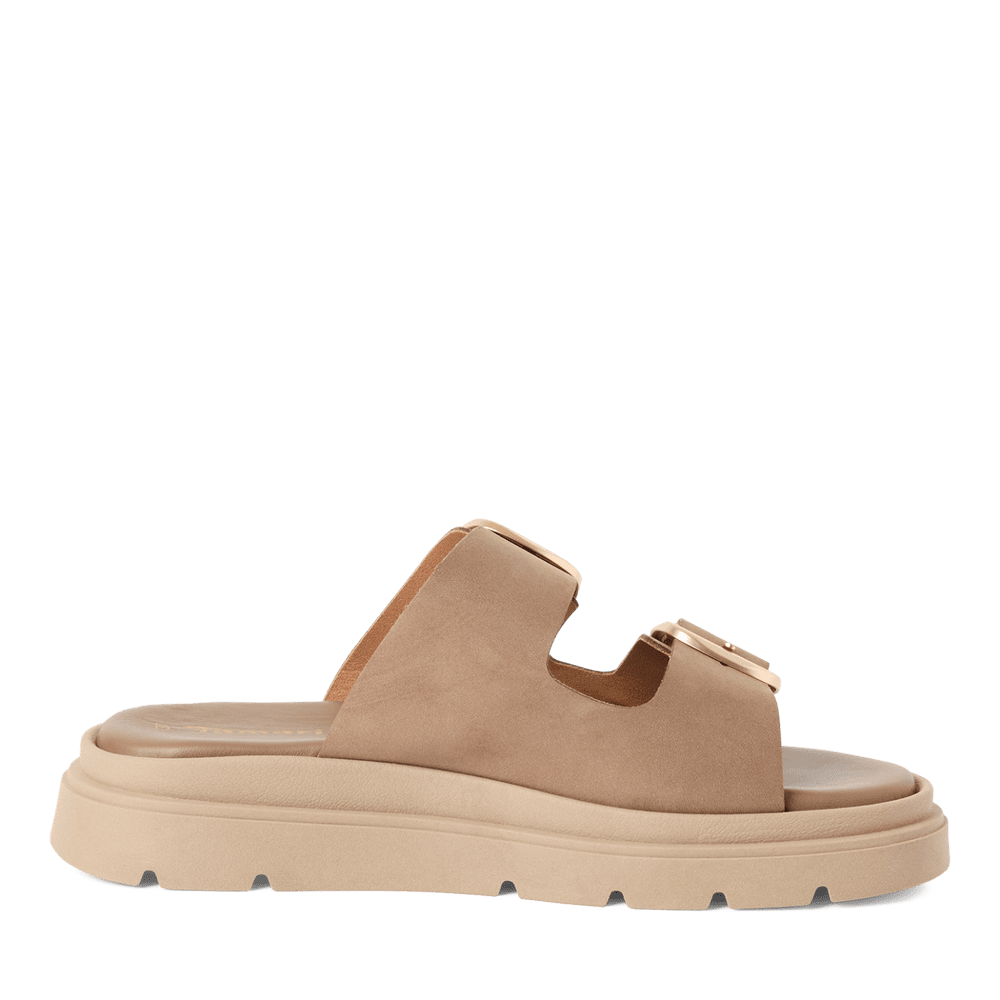 Papuci Piele Naturala Passo Taupe Nabuk - Tamaris