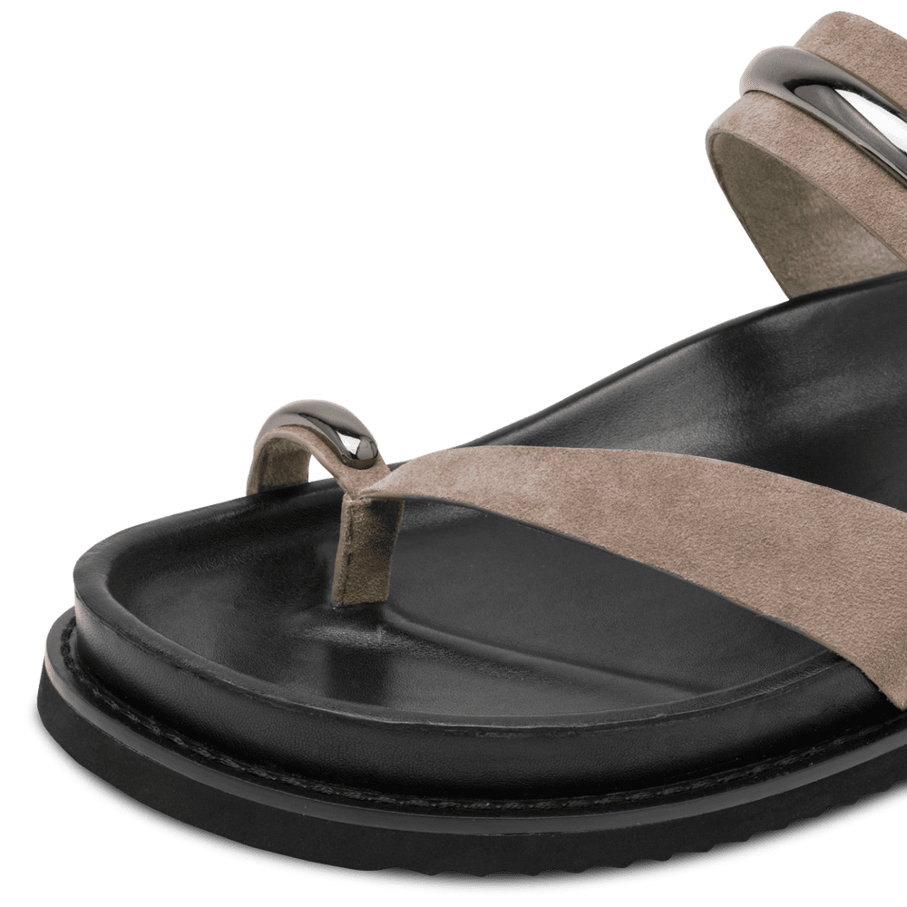 Papuci Piele Naturala Chloe Taupe - Tamaris