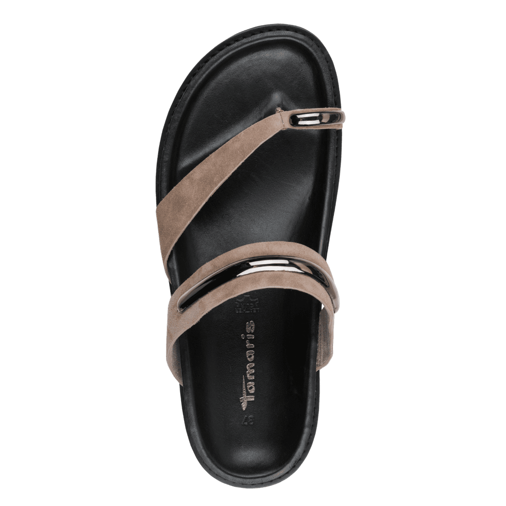 Papuci Piele Naturala Chloe Taupe - Tamaris