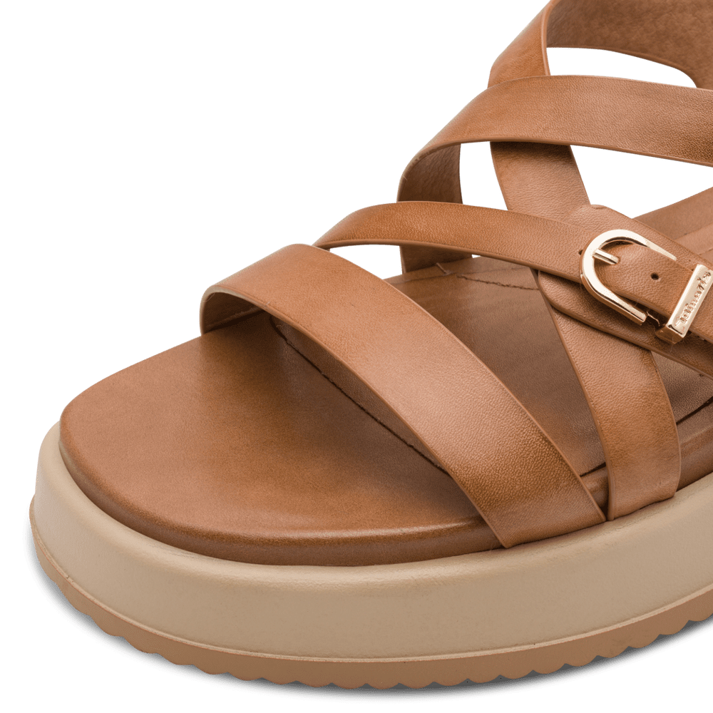 Sandale Piele Naturala Azza Cognac- Tamaris