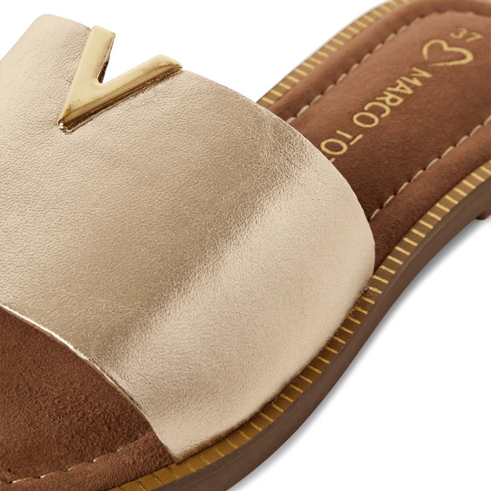 Papuci Piele Naturala Aynara Gold- Marco Tozzi
