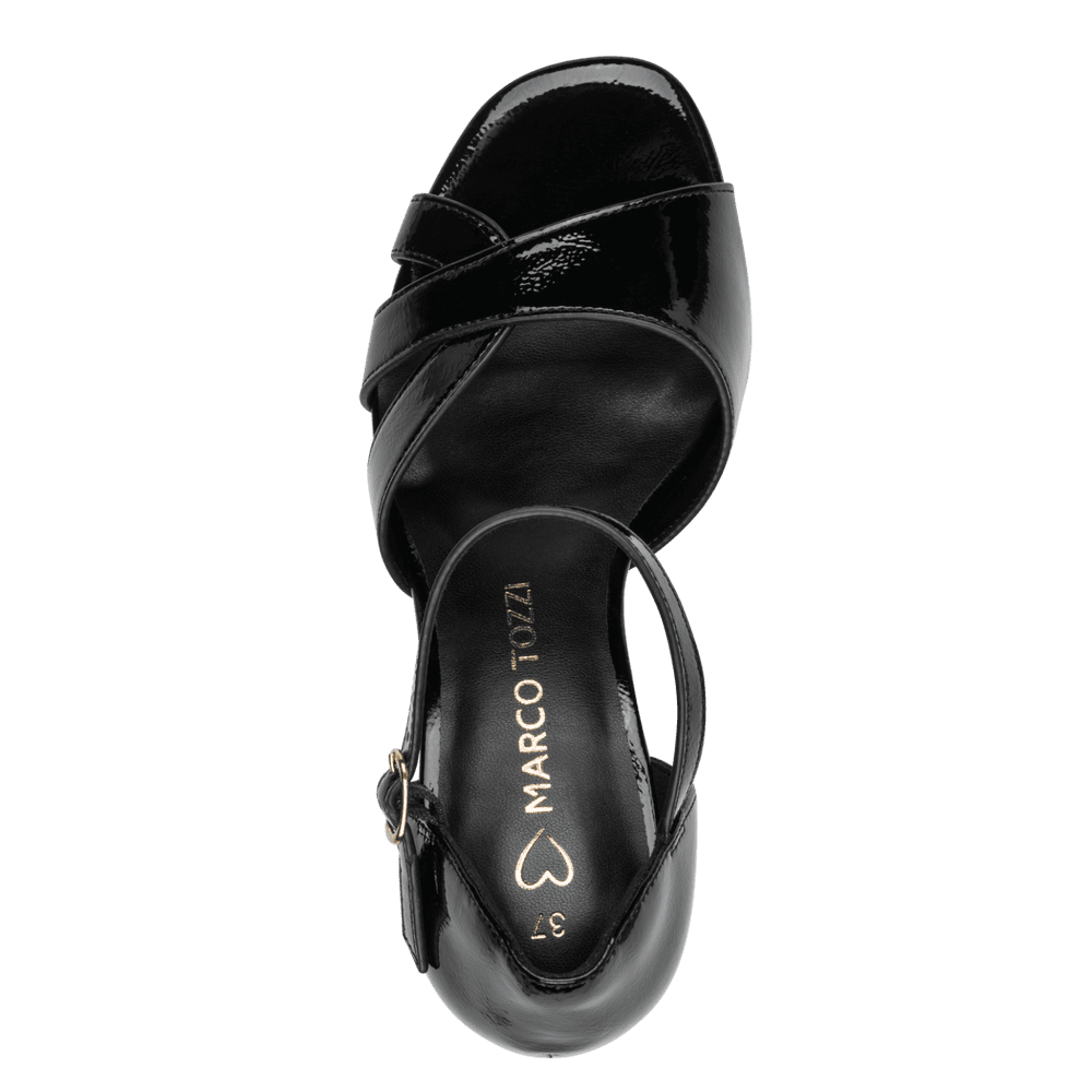 Sandale Cu Toc Togino Black Patent - Marco Tozzi