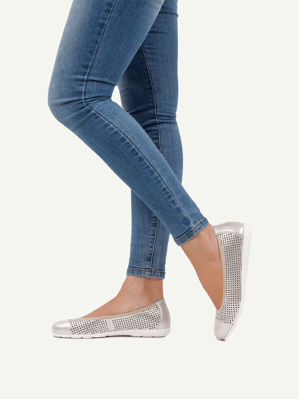 Pantofi Piele Naturala Vivien TAUPE METALLIC - Caprice