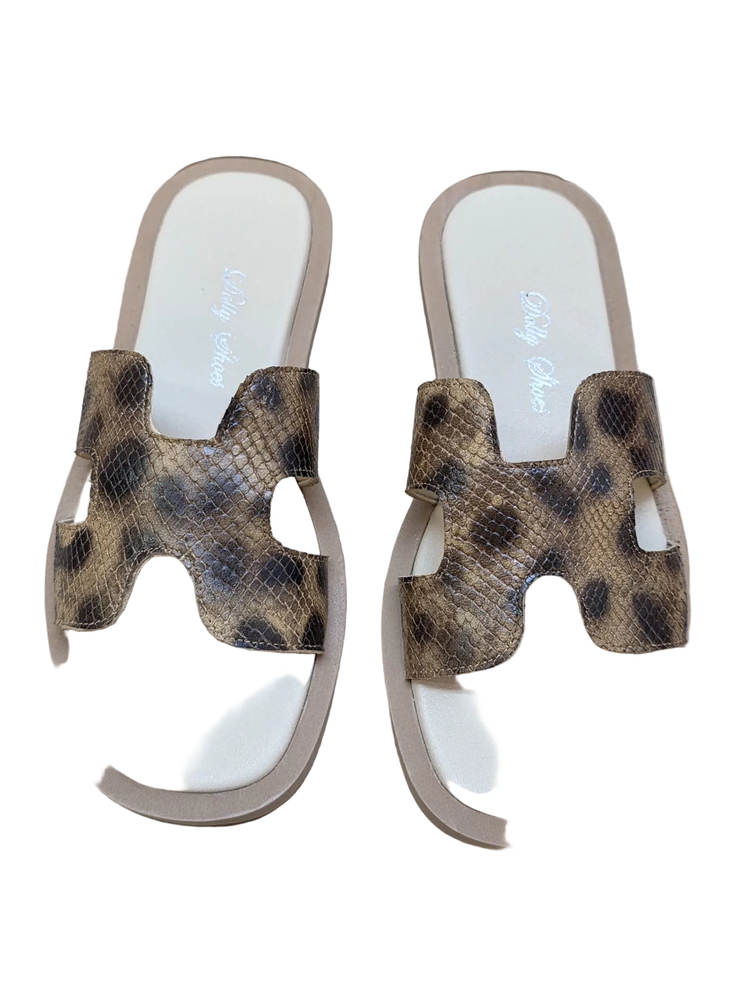 Papuci Piele Naturala Hava Animal Print - Dolly Shoes