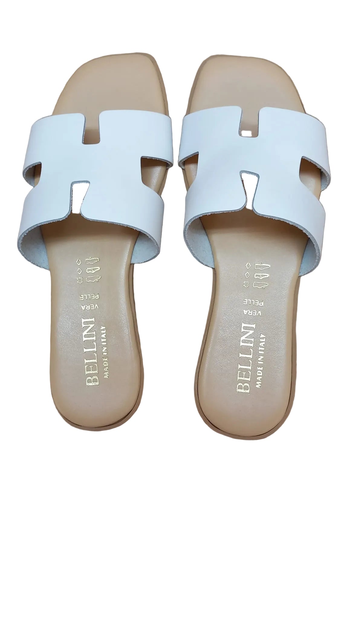 Papuci Piele Naturala Lux Vibe Alb Bellini