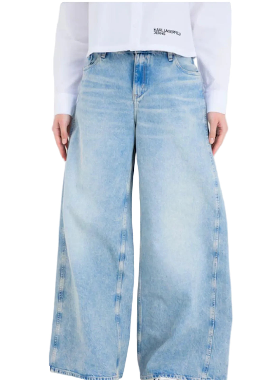 Blugi Wide Leg Panel Denim Karl Lagerfeld
