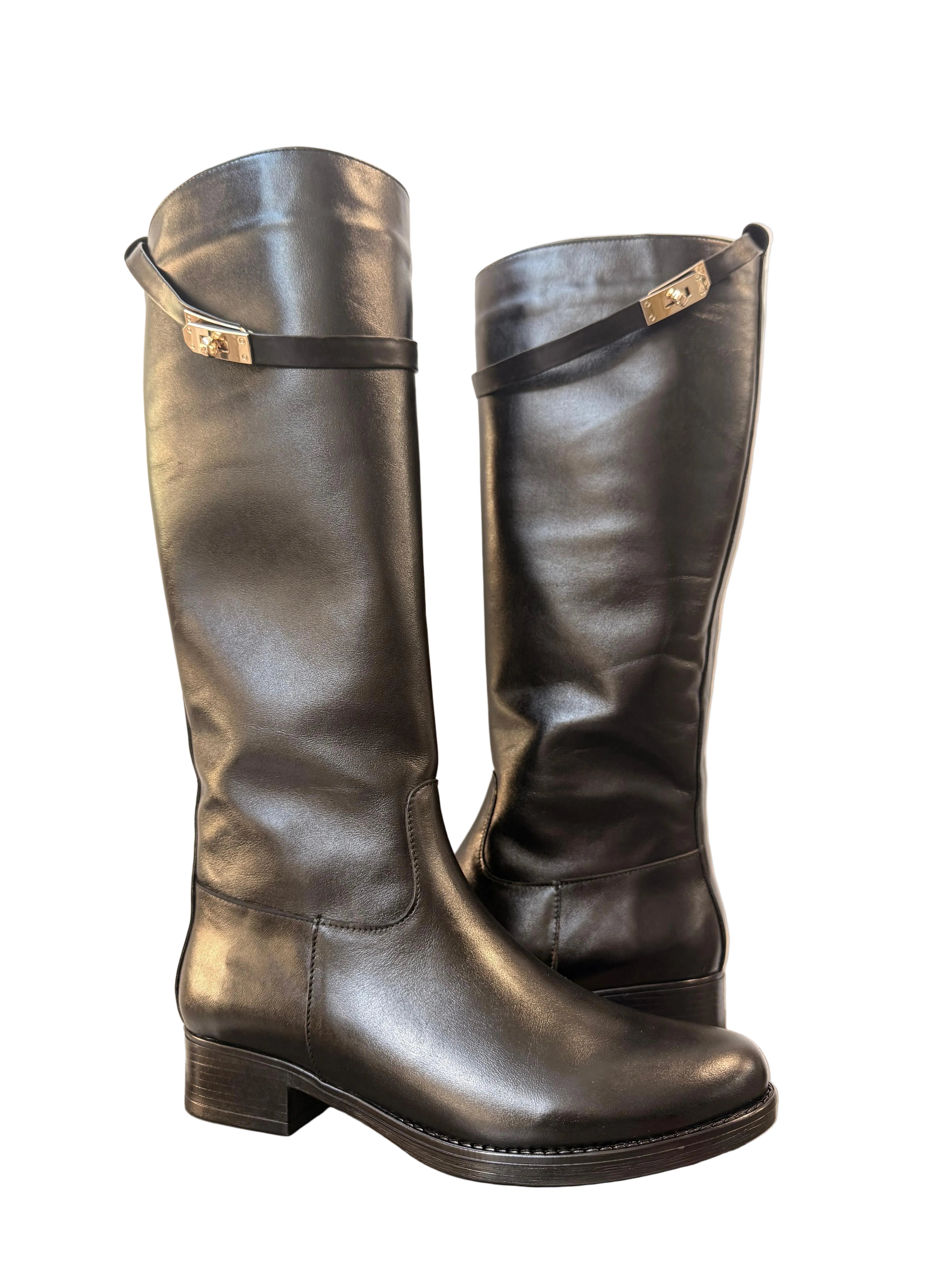 Cizme Piele Naturala Thaia Black Nappa - Dolly Shoes