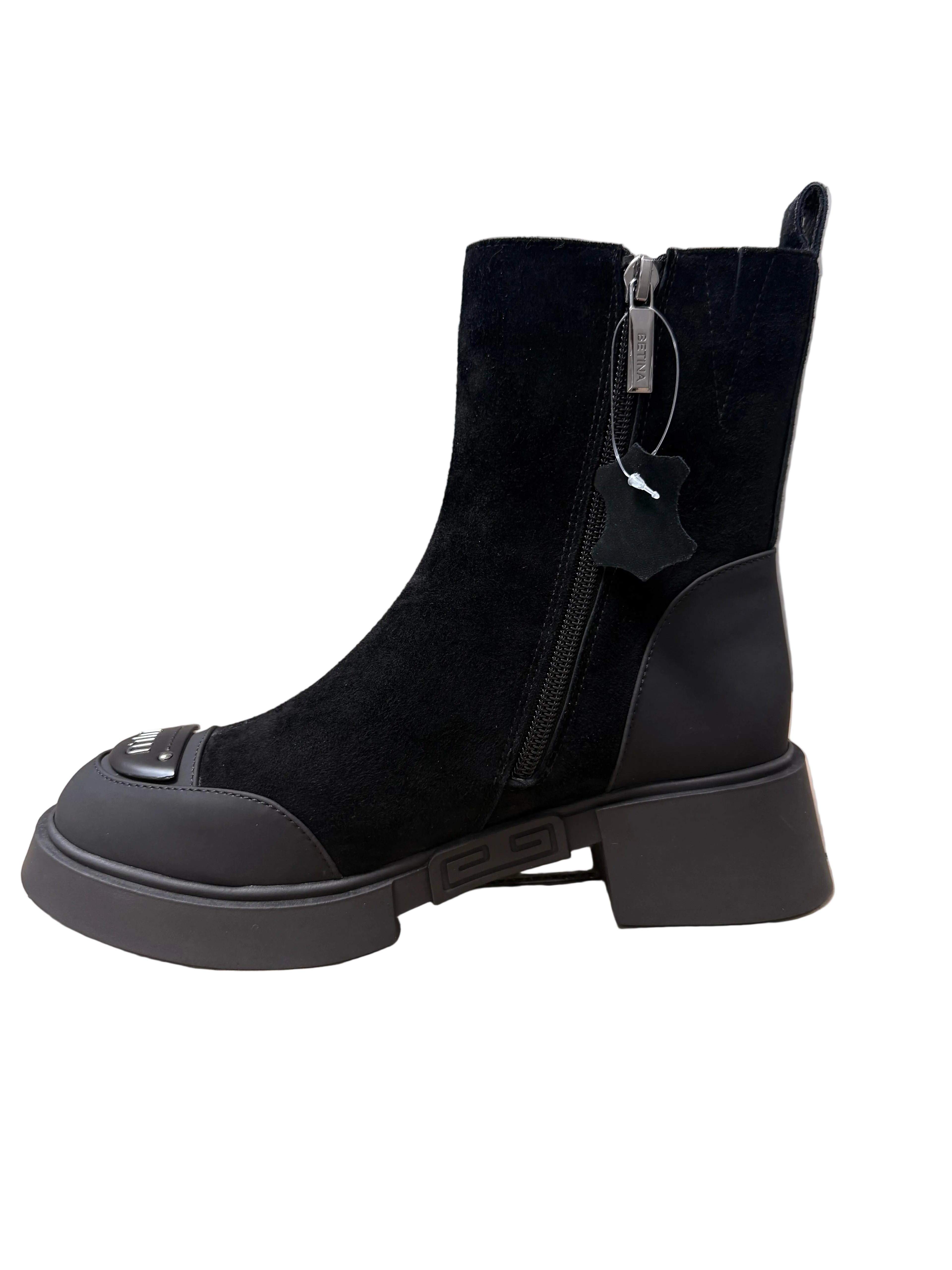 Ghete Piele Naturala P1444-L4201-2 Black - Betina Scarpe