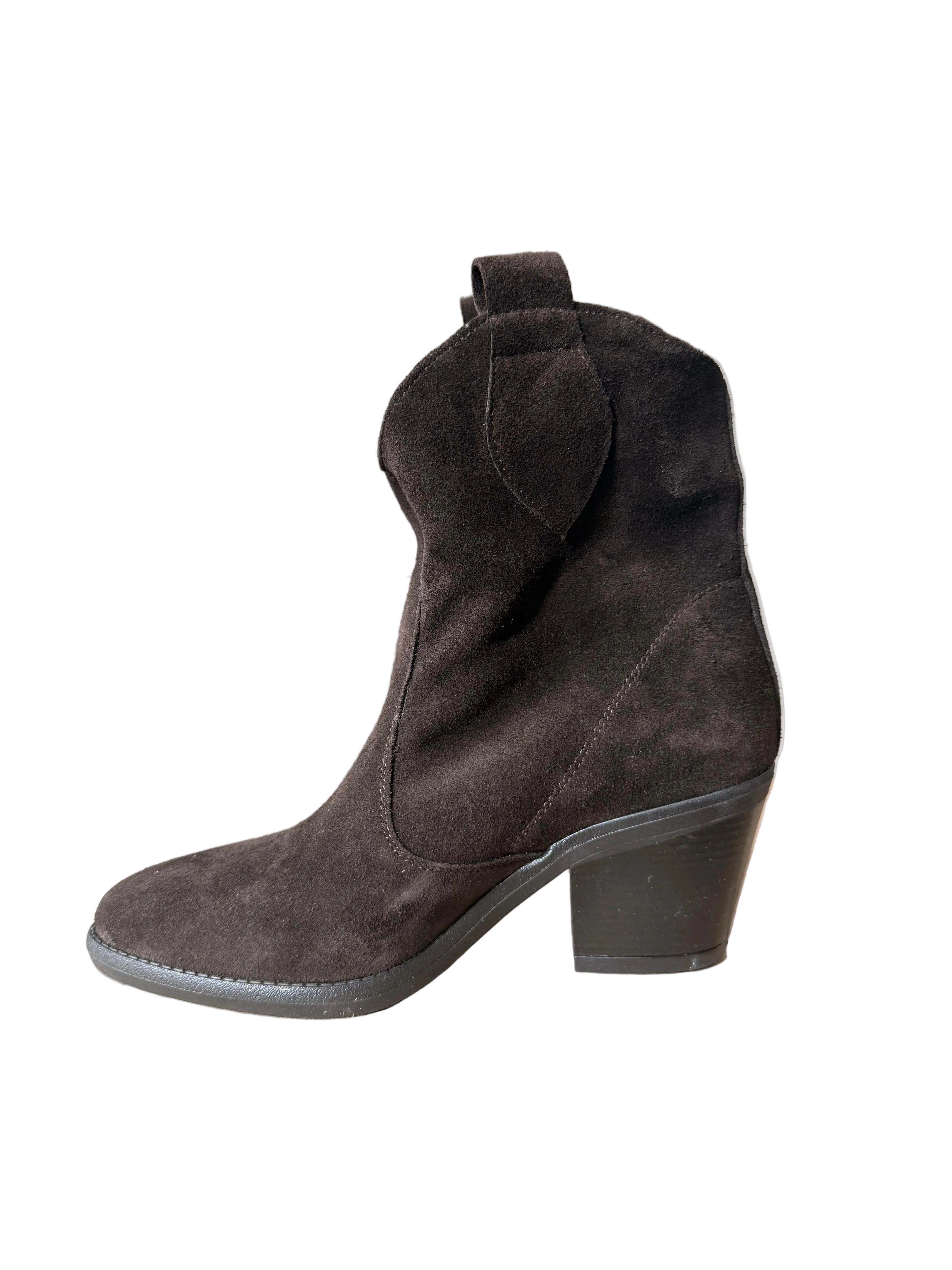Botine Piele Naturala Sara Brown Suede - Dolly Shoes