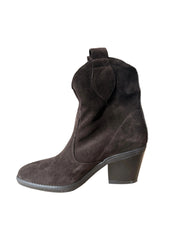 Botine Piele Naturala Sara Brown Suede - Dolly Shoes