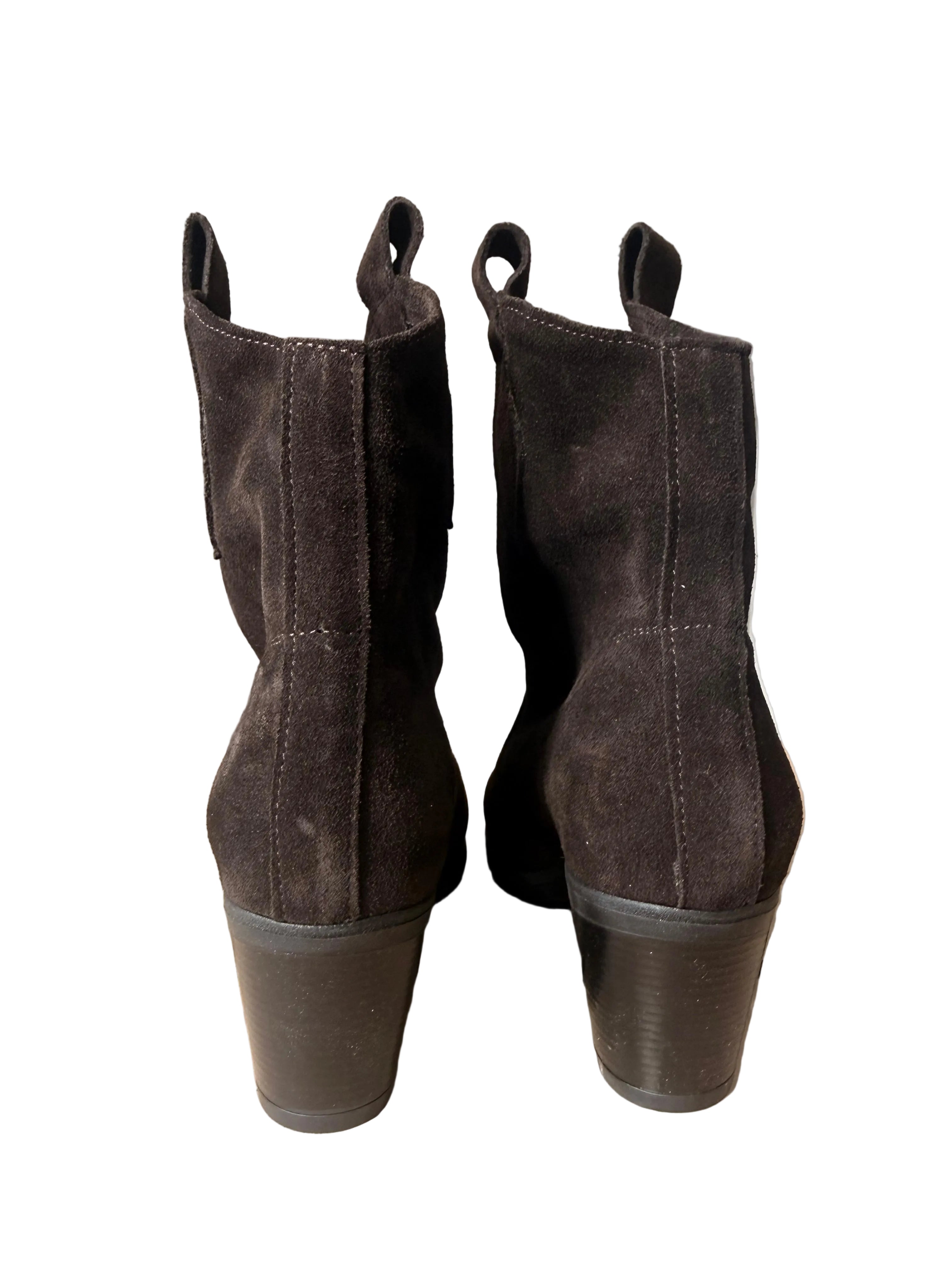 Botine Piele Naturala Sara Brown Suede - Dolly Shoes