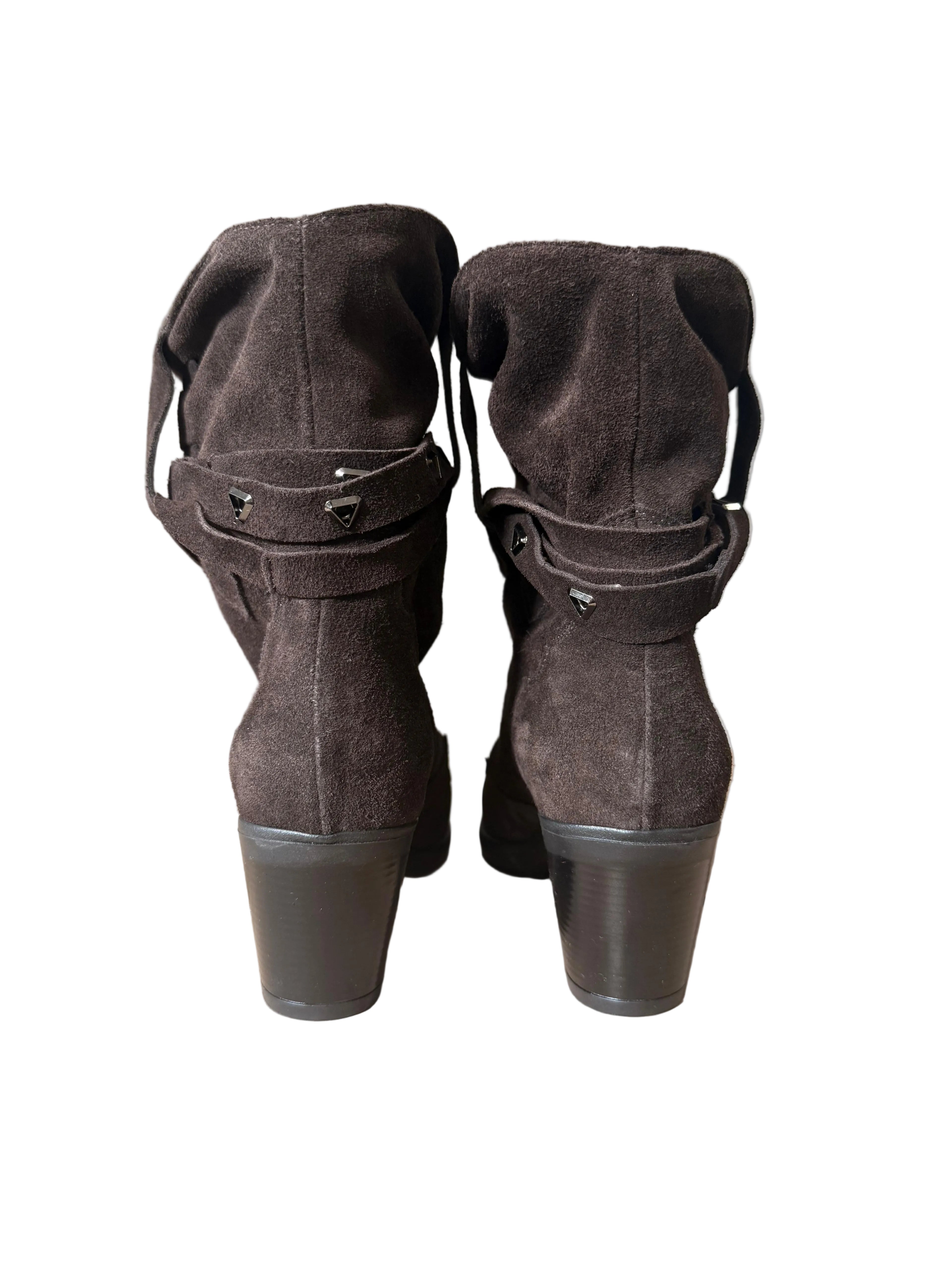 Botine Piele Naturala Saraya Brown Suede - Dolly Shoes