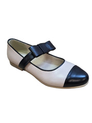 Balerini Piele Naturala Alina Beige Black - Dolly Shoes
