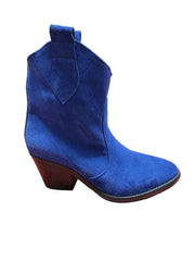 Botine Piele Naturala Sara Royal Blu Suede - Dolly Shoes