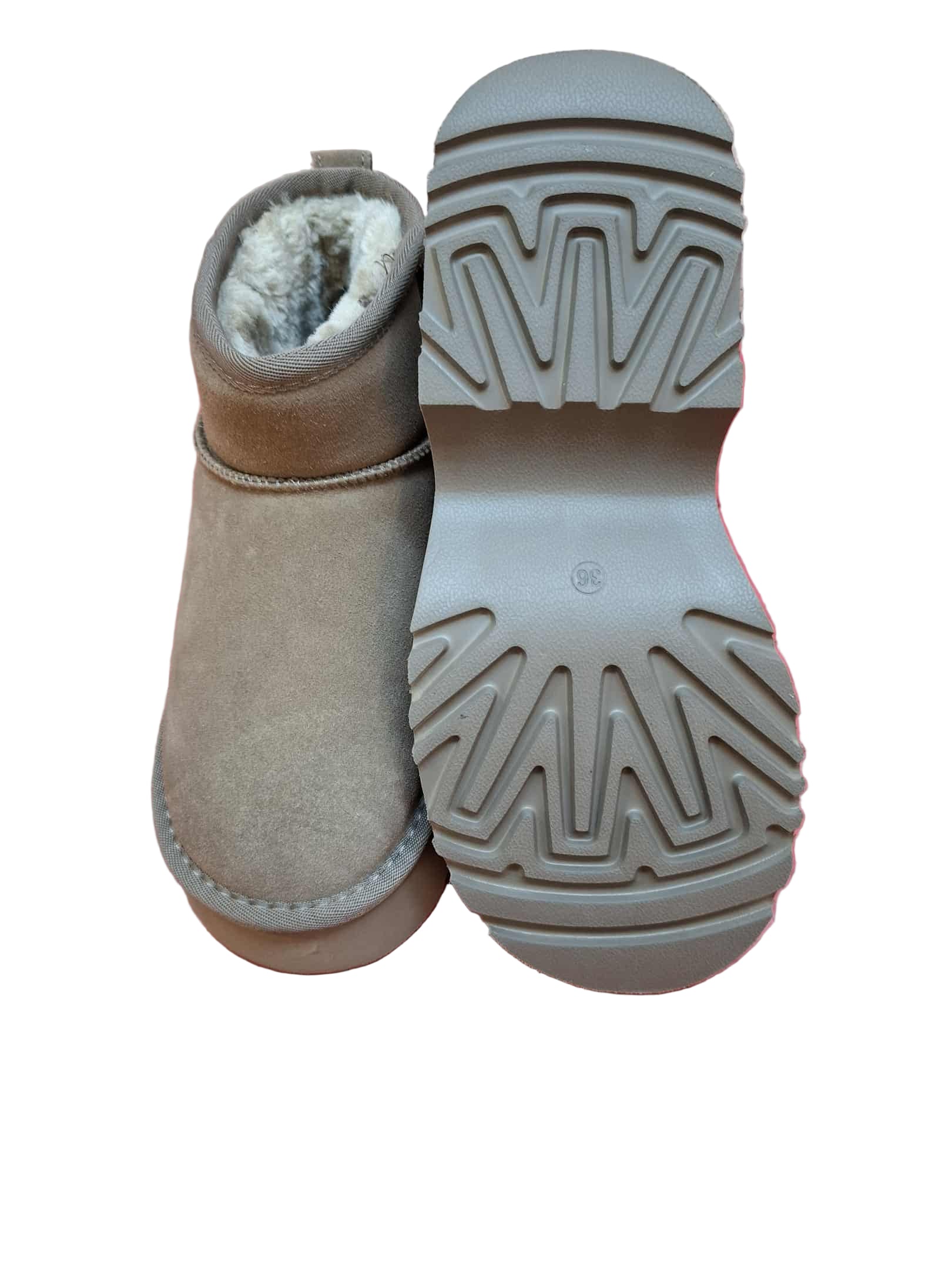 Ghete Piele Naturala Tip UGG 1274 Crosta Taupe- Energy