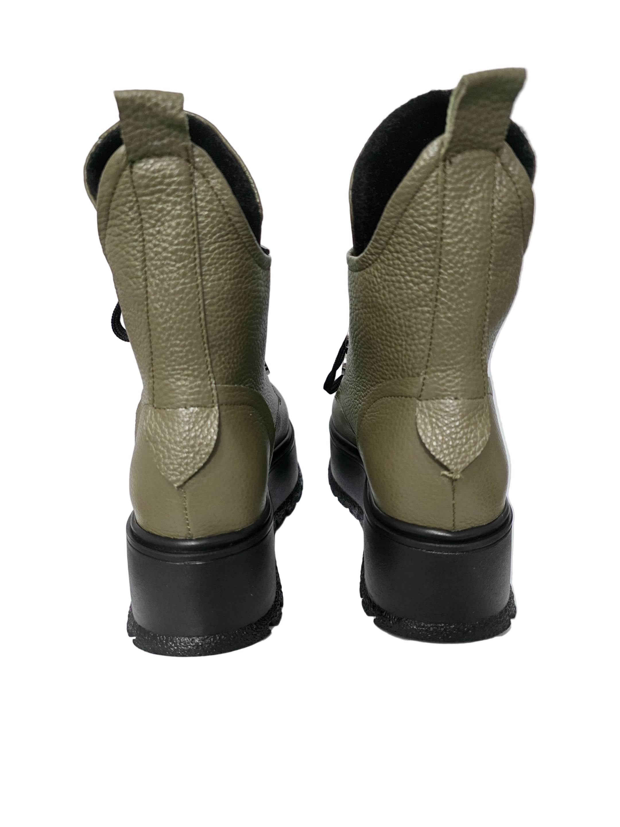 Ghete Piele Naturala Desiree Bizon Olive - Dolly Shoes