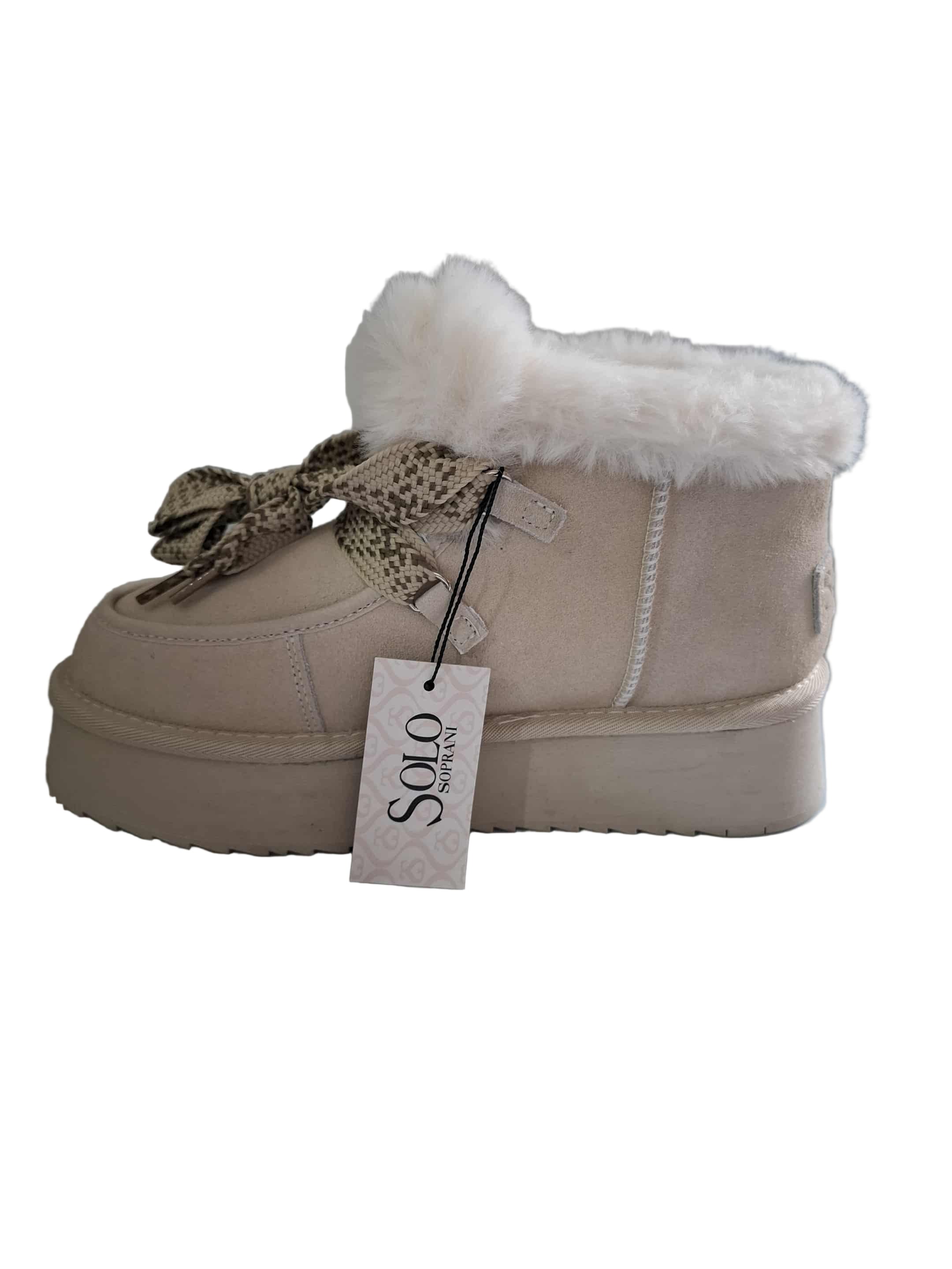 Ghete Piele Naturala  Tip UGG Solo Soprani Corky Beige