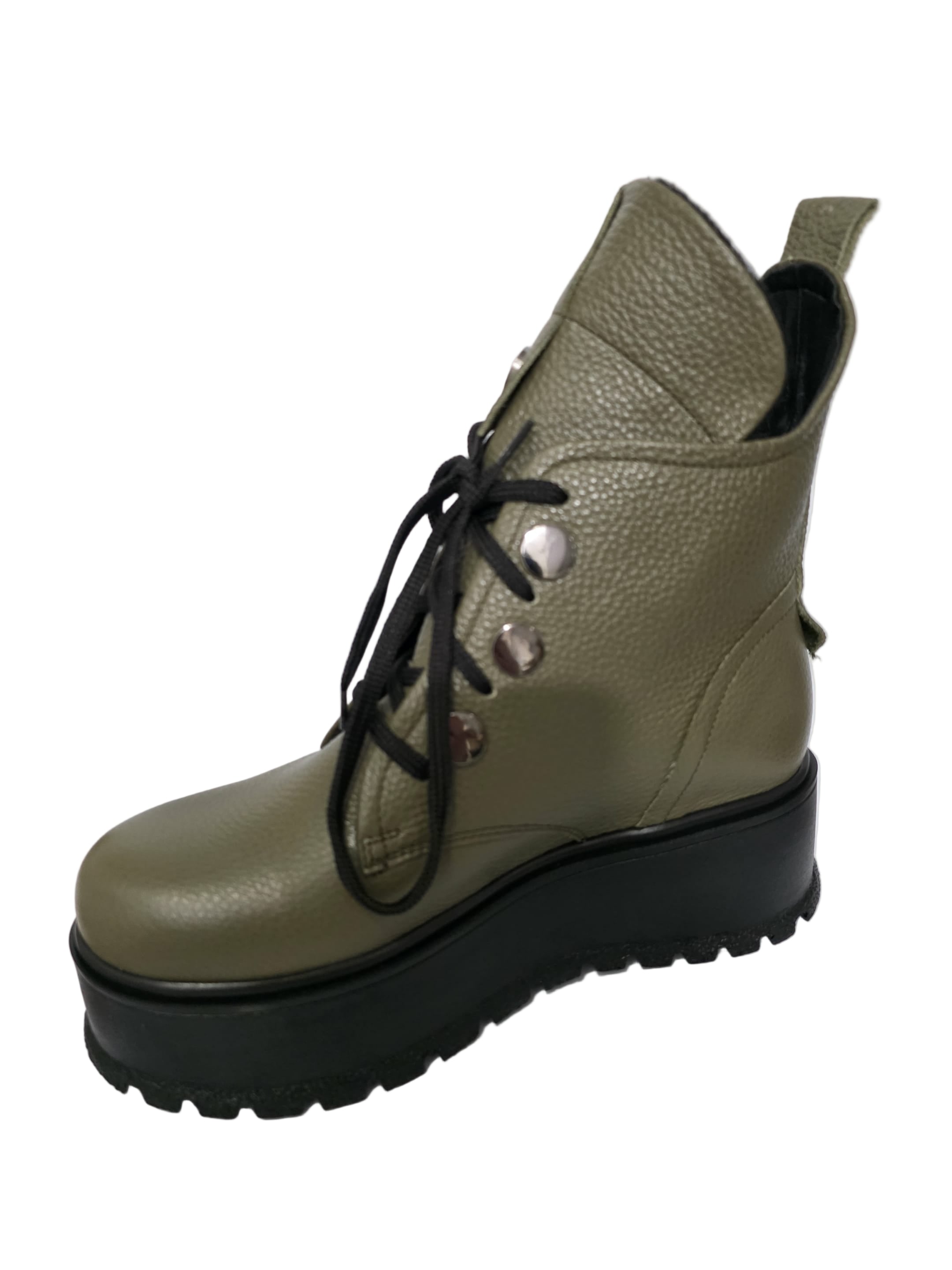 Ghete Piele Naturala Desiree Bizon Olive - Dolly Shoes