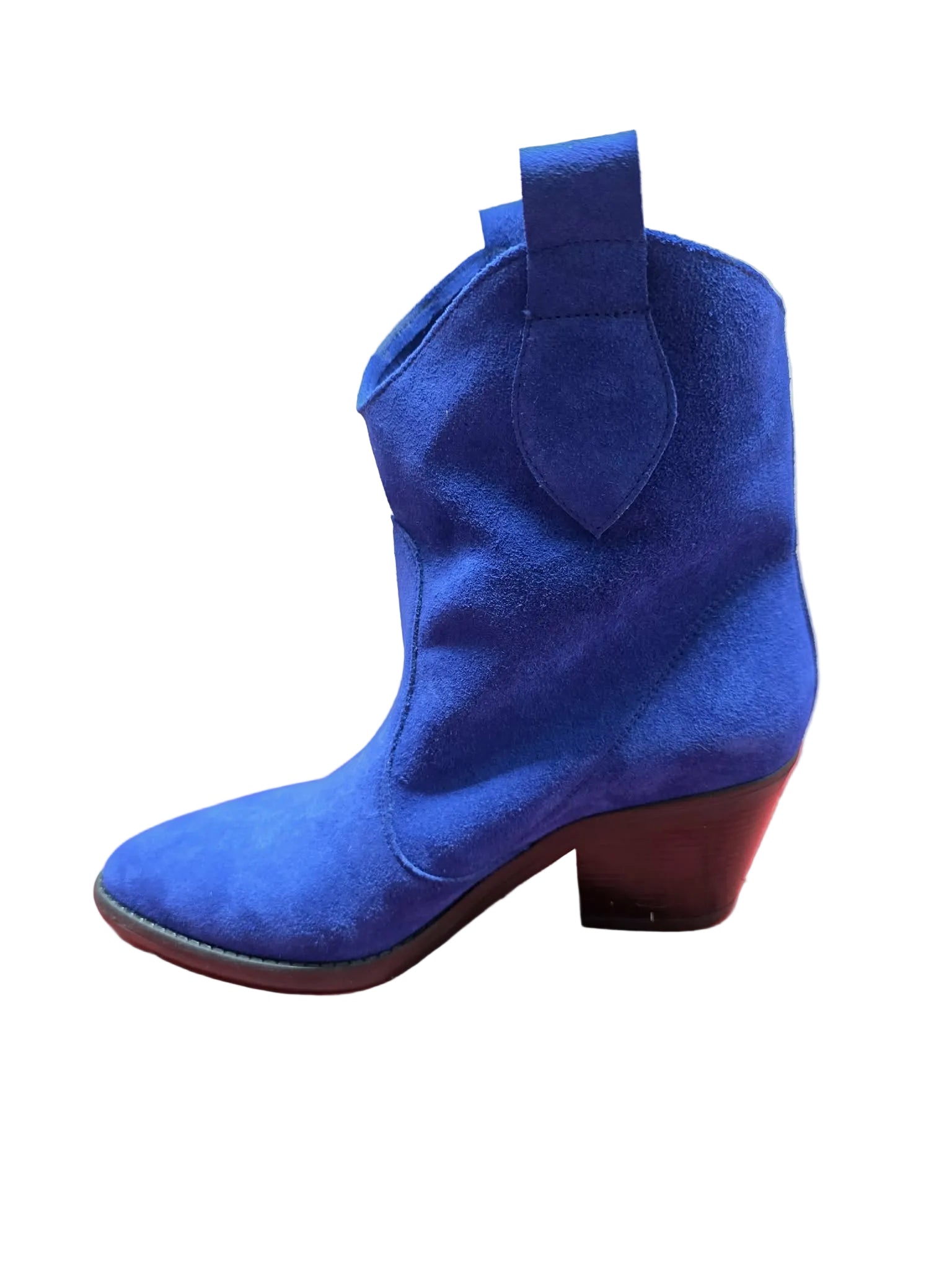 Botine Piele Naturala Sara Royal Blu Suede - Dolly Shoes