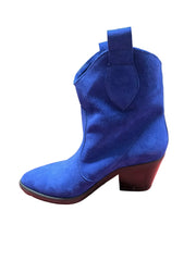 Botine Piele Naturala Sara Royal Blu Suede - Dolly Shoes