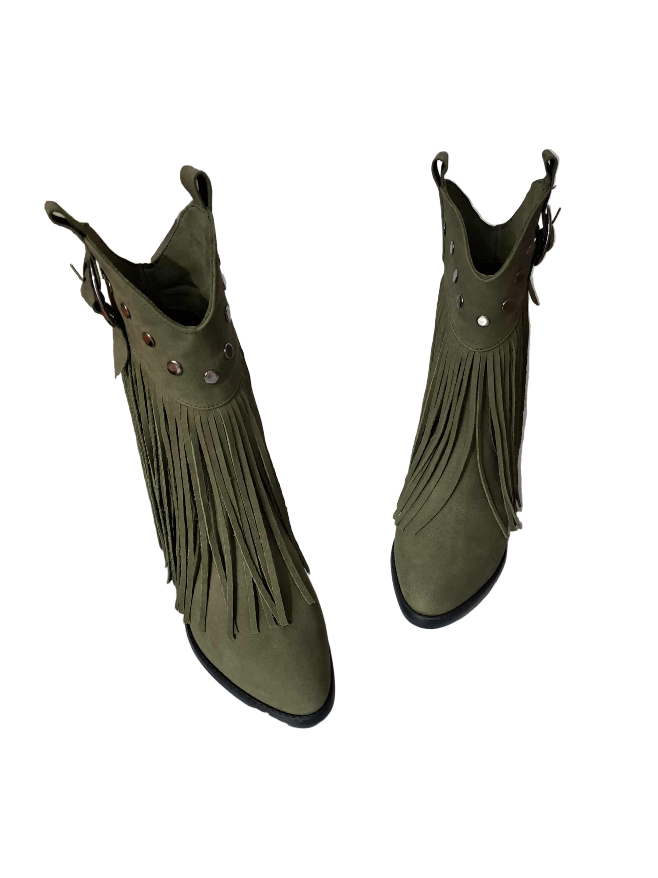 Botine Piele Naturala Giulia Buffo Olive - Dolly Shoes