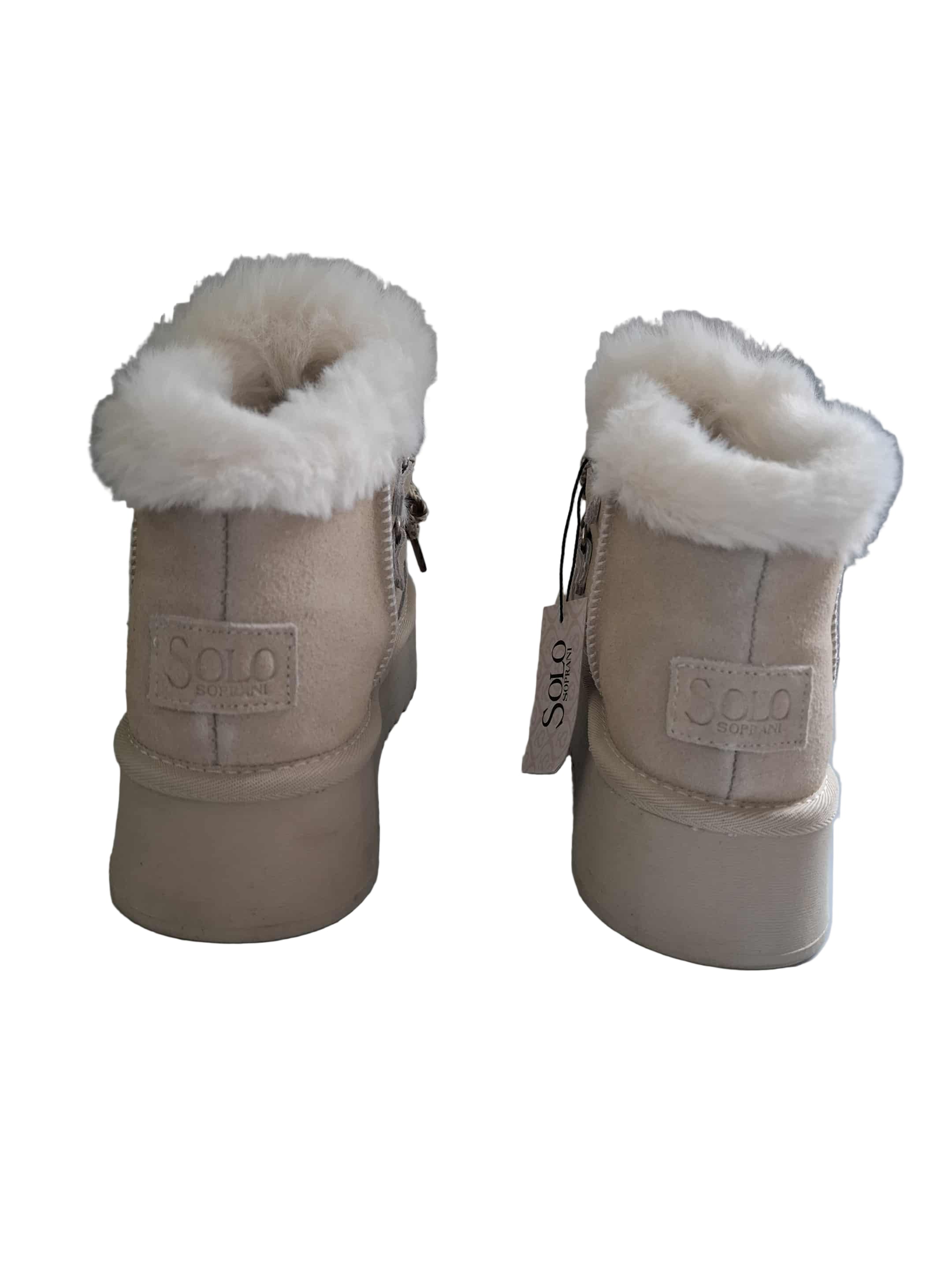 Ghete Piele Naturala  Tip UGG Solo Soprani Corky Beige