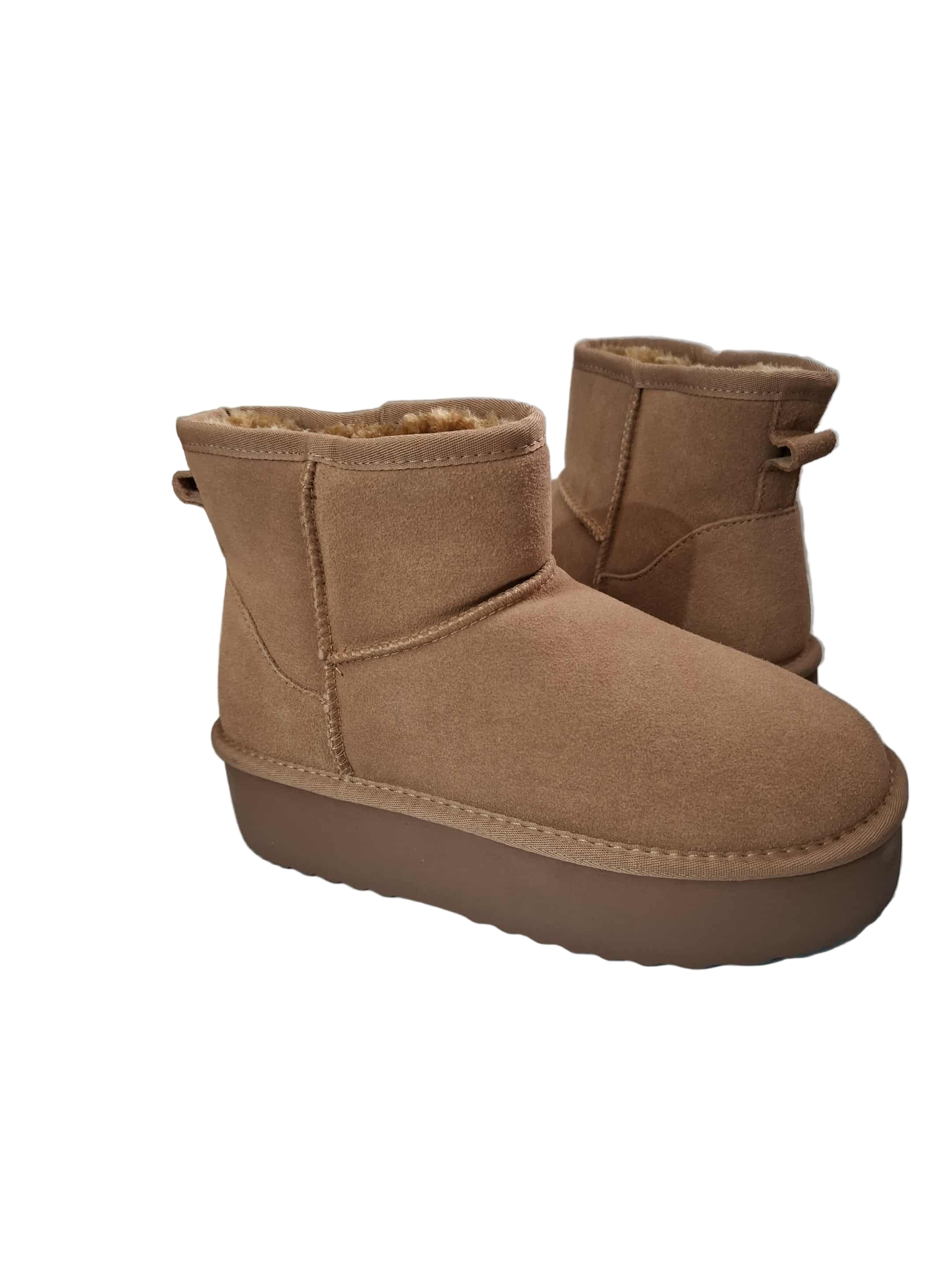 Ghete Piele Naturala Tip UGG Camel - Energy