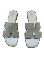 Papuci Piele Naturala Lux Vibe Taupe Suede Bellini