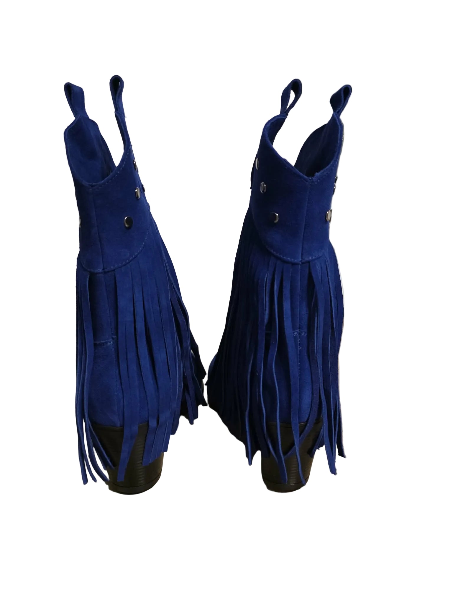 Botine Piele Naturala Giulia Royal Blu Suede - Dolly Shoes