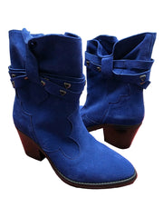 Botine Piele Naturala Saraya Royal Blu Suede - Dolly Shoes