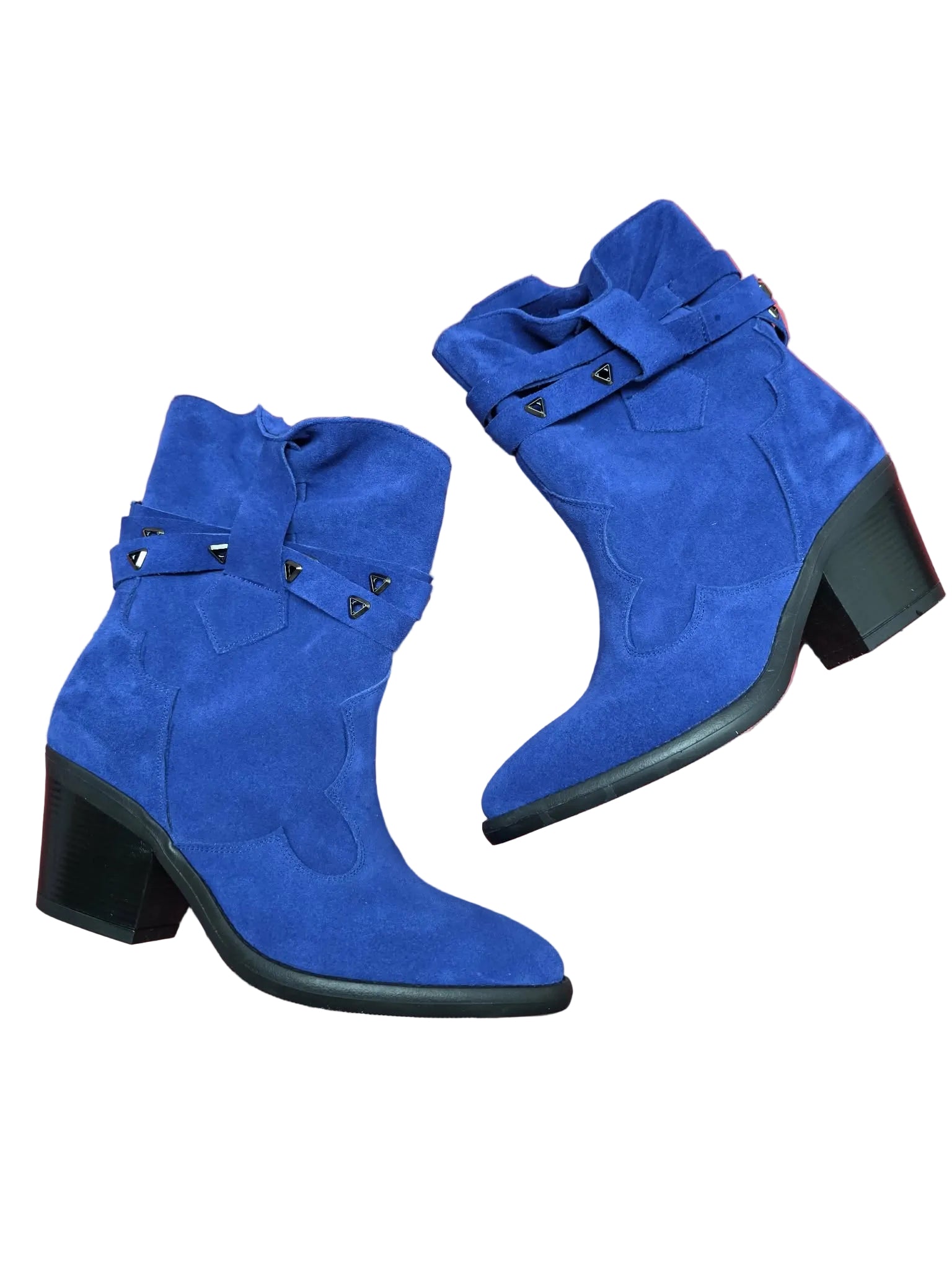Botine Piele Naturala Saraya Royal Blu Suede - Dolly Shoes