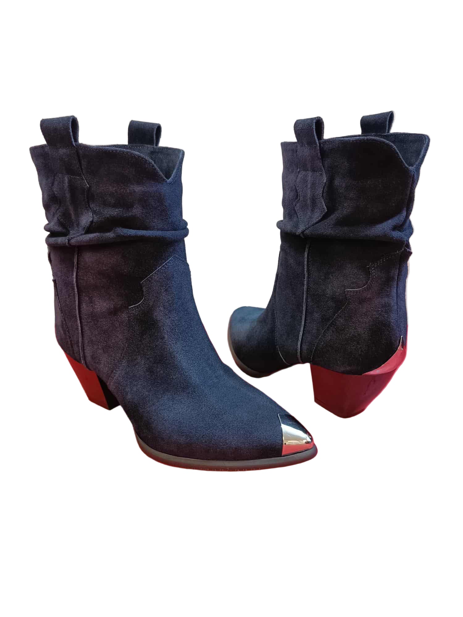 Botine Piele Naturala Ydalia Blue Suede - Dolly Shoes