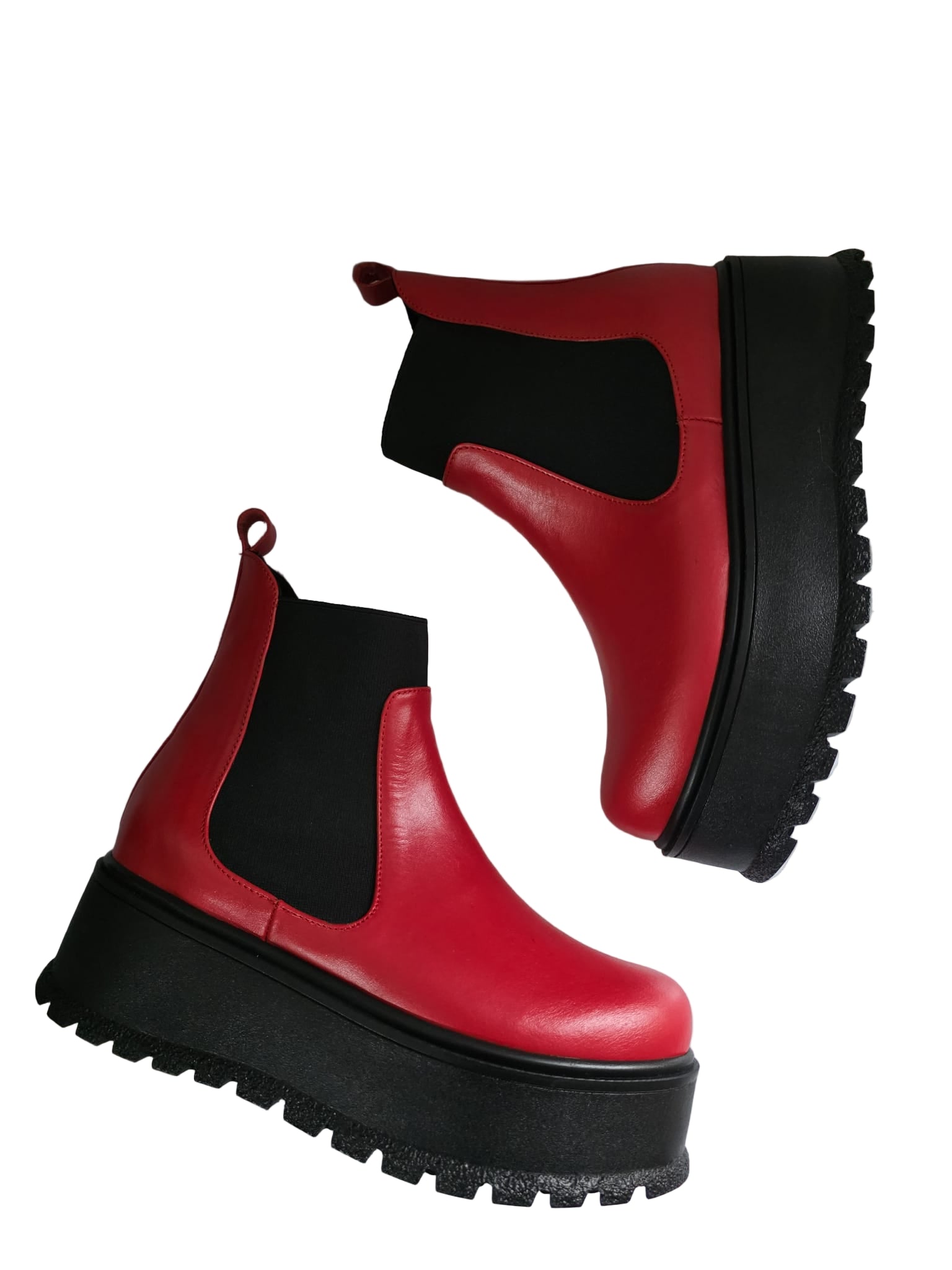 Ghete Piele Naturala Eros Nappa Red - Dolly Shoes