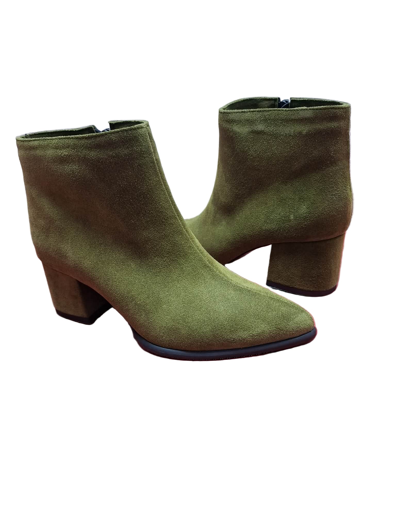Botine Piele Naturala Savina Olive Suede - Dolly Shoes