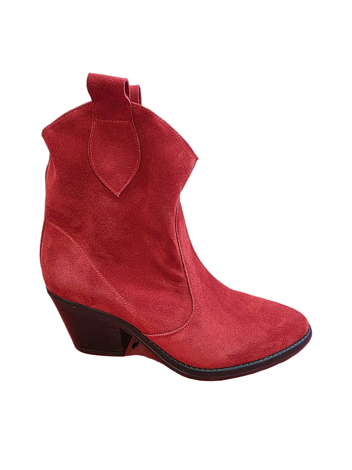 Botine Piele Naturala Sara Red Suede - Dolly Shoes