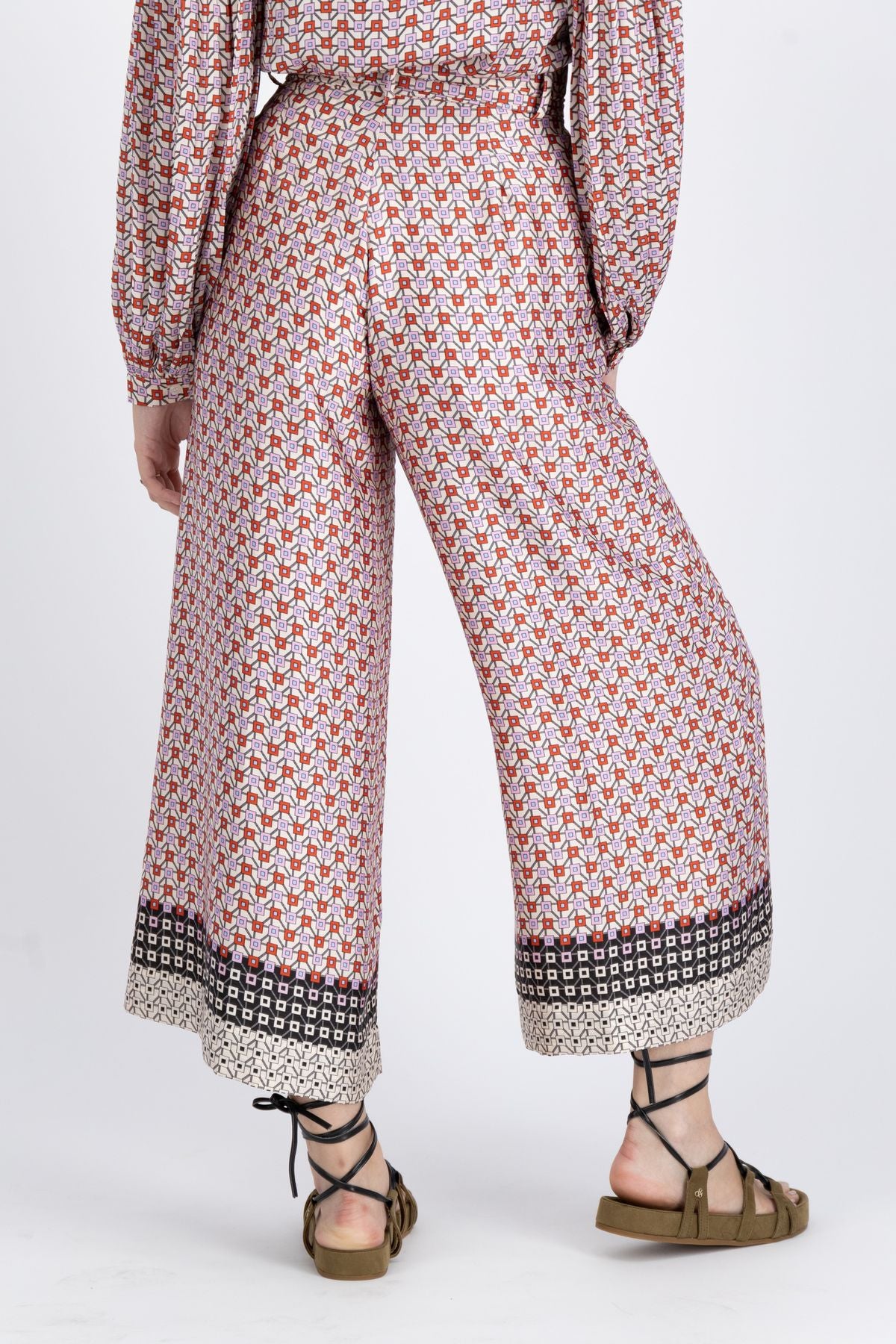 Pantaloni culotte cu aspect satinat, Multicolor - Liu Jo