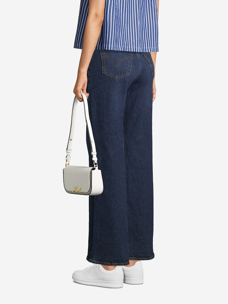 Geanta Piele Naturala Signature Off White - Karl Lagerfeld