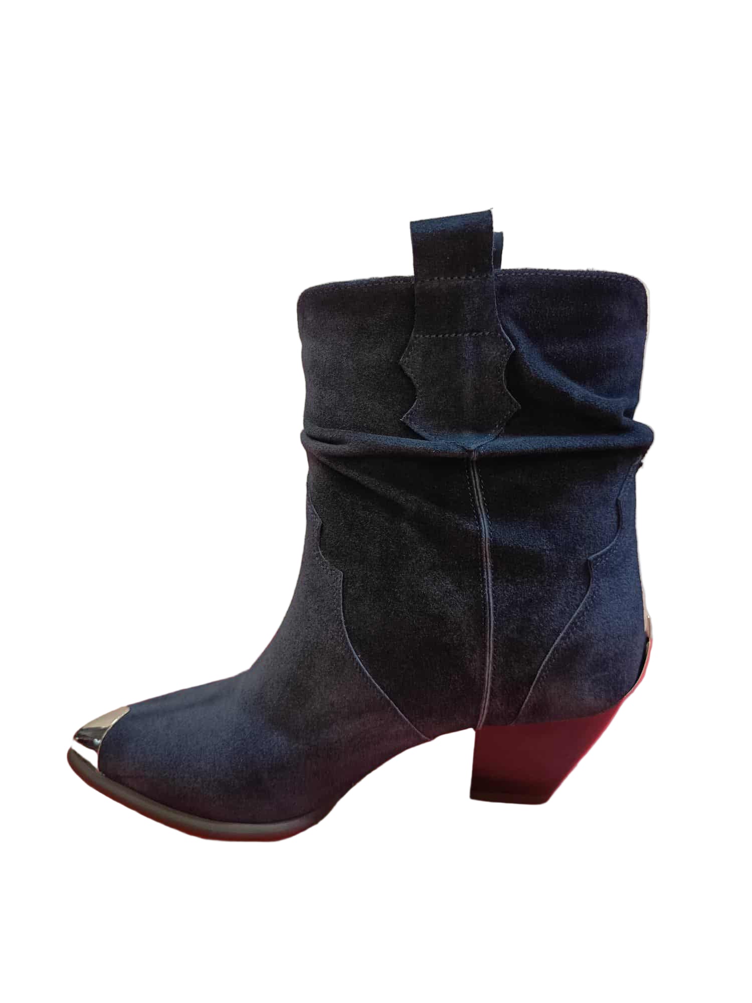 Botine Piele Naturala Ydalia Blue Suede - Dolly Shoes