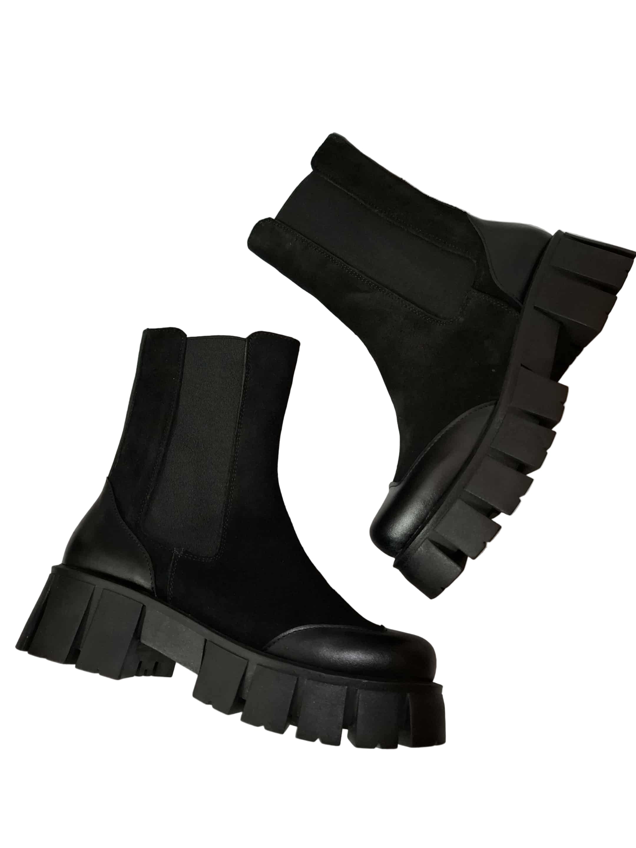 Ghete Piele Naturala Sophia Black Comb - Dolly Shoes