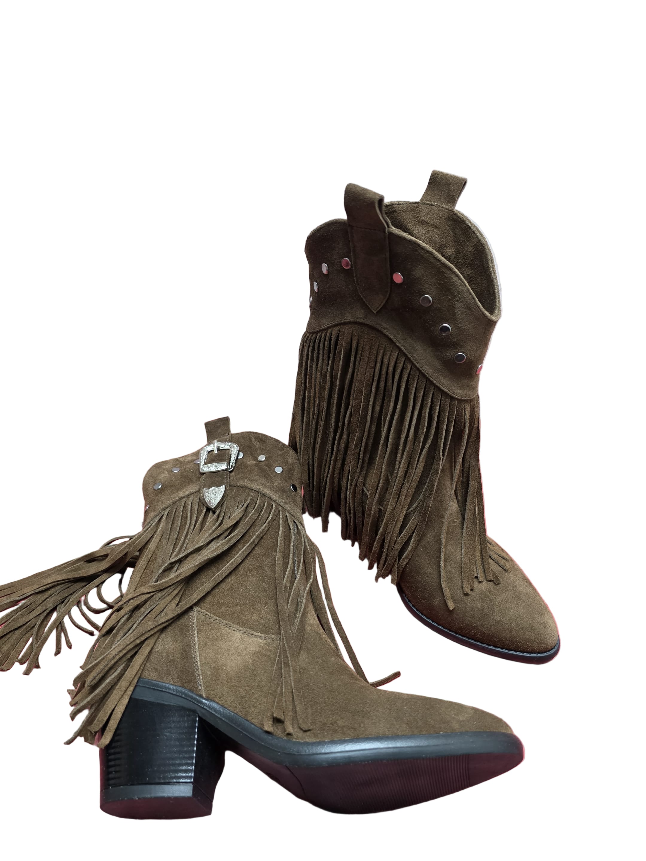 Botine Piele Naturala Giulia Brown Suede - Dolly Shoes